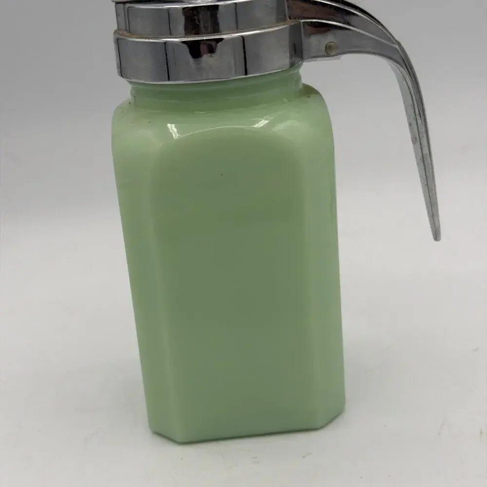 Vintage Jadeite Green MAPLE Syrup, Anchor Hocking Glass Dispenser Pancakes Gift